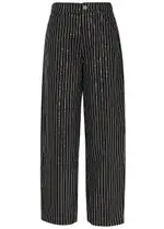 Rotate Birger Christensen Striped Sequin-embellished Wide-leg Jeans - Black - 30 (W30 / UK12 / M) 30 (W30 / UK12 / M)