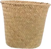 Levemolo Handmade Seagrass Woven Storage Basket Rustic Sundry Organizer Desktop Waste Basket