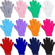 [kangnuoxue] 12 Pairs Kids Gloves Winter Toddler Gloves Full Fingers Knit Gloves Children Stretchy Warm Gloves Bulk for Boys Girls