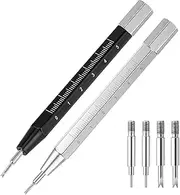 [Styquenzer] 2Pcs Stainless Steel Watch Band Pins Remover Tool, Professional Spring Bar Tool 5.9 inch Watch Link Remover with Ruler for Adjust, Remove and Replace Watch Straps, Watch Bands and Watch Pins, Black &