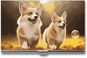 [LKHDS] Slim Aluminum Alloy Business Card Holder Cute Corgi Dog Pocket Business Card Case Portable Business Card Wallet Business Card Holders Handheld Card Box for Women Men, style, One size, Style, One