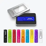 Custom OTG USB Flash Drive, 100 Pack Personalized Pen Drive Dual USB Memory Stick Thumb Drive, Ideal for Corporate Gifts, Business Events and Promotional Giveaways (16 GB,with Metal Box)
