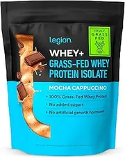 Legion Whey+ Mocha Cappuccino Whey Isolate Protein Powder from Grass Fed Cows - Low Carb, Low Calorie, Non-GMO, Lactose Free, Gluten Free, Sugar Free. Great For Weight Loss & Bodybuilding, 30 Servings