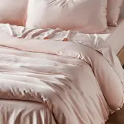 Ecosa Bamboo Bedding - Quilt cover / Single / Barely Pink