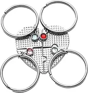[AOKWAWALIY] Fashionable 4 Piece Set Heart Puzzle Keychain Zinc Alloy Material Key Holder