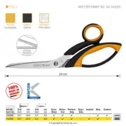 KRETZER FINNY TEC XX 742020 - SCISSORS FOR DIFFICULT FABRICS - LENGTH 8"/20 CM