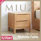 MIUZ Bedside Table 2 Drawers Side Table Nightstand Storage Solid Oak Wood