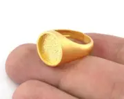 Signet Ring Adjustable ring blank size 6US-9US Matte Gold Plated Brass 3951