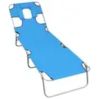 vidaXL Folding Sun Lounger with Head Cushion Steel Turqoise Blue BMG
