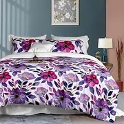 Luxton Becca Floral Quilt Cover King Single Botanical 2pcs Plum Purple Quilt Cover Set (King Single Size)