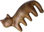 [Healeved] Cat Shaped Wood Comb Sandalwood Head Massager Scalp Wide Tooth Hair Comb Anti-Static Scalp Massaging