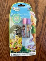 Vntg Disney Fairies Collectible TinkerBell Tin & 2pc Lip gloss Wand Beauty Set