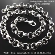 Necklace Real 925 Sterling Silver Filled Solid Statement Belcher Pendant Chains