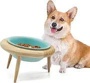 kathson Ceramic Dog Bowl with Stand, Adjustable Elevated Raised Round Dog Cat Bowl Tilted Elevated Pet Bowl Pet Food Water Feeder (3 Installation Methods Suit Pets of All Stages) Blue (Large)