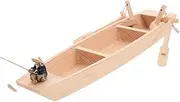 GRADENEVE 1 Set Realistic Unfinished Wooden Boat Model with Old Man Figurine Rustic Tiny Boat Ornament for Cabinet Decoration Unpainted Craft Decoration Home Decor Accent