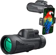 High Power High Definition Monocular 40X60 High Power Monocular Scope Waterproof Monoculars with Smartphone Holder and Tripod for