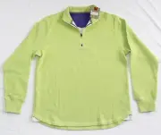 $198 NEW Robert Graham Pullover GUNTHER Striped Men's MEDIUM M Quarter Zip Lime