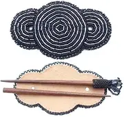 Handmade Beaded Indian Hair Barrette,Native American Style Seed Beaded Hair Clip,Hair Band for Women,One of a kind Indian Fashion Jewelery. (Black)