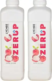 Zerup Zero Sugar Lychee Flavoured Syrup 2 x 1L Bottles, Sugar Free Syrup, Lychee Flavour Drink Mix, Low Calorie Flavourings for Milk Shakes, Cocktails, Teas, Gluten Free, Keto Friendly, Halal