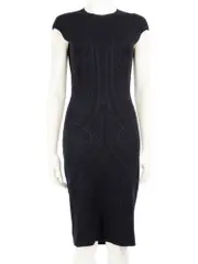 Navy Knit Midi Dress