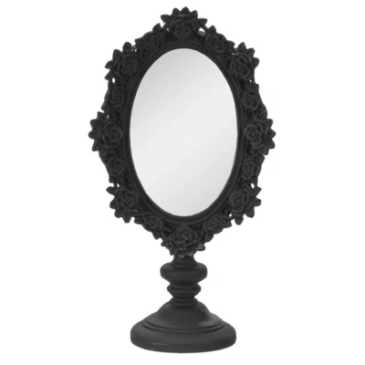 Alchemy Gothic Black Rose Dressing Table Standing Mirror 11" tall, FREE SHIPPING