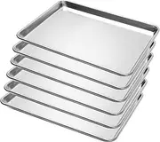 BIEAMA 6 Pack Half Size Baking Sheet Pan Aluminum Commercial Pan for Oven Freezer Bakery Hotel Restaurant 13" × 18"