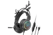 Cute Deer Over Ears Gaming Wired Headphones-Black
