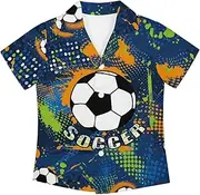[Cumagical] Boy's Button Down Collared Shirt Short Sleeve Summer Beach Aloha Shirt