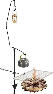 REDCAMP Swivel Campfire Grill Lamp Rack Set, Multipurpose Heavy Duty Stainless Steel Grate, Portable Over Fire Pit Camp Grill with Carrying Bag for Outdoor Camping Cooking BBQ