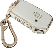 for Kia Key Fob Cover Keyless Remote Smart Key Shell with Keychain Fit for Kia Ceed Cerato Forte NIRO Seltos Sorento Soul Sportage Telluride (White)