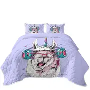 Funny Hipster Unicorn Llama Coverlet