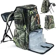 PLAY-KING Fishing Backpack Tackle Box Bag with Rod Holder Boxes 60L Foldable Fishing Chair, perfect for Outdoor, used by Men