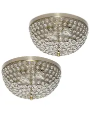 Lalia Home 13in Classix Crystal Glam 2-Light Decorative Dome Flush Mount Ceiling Fixture