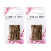 2x Beauty Theory Fringe Pins Brown 6.4cm 55 pack