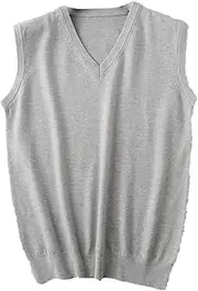 [Generic] Casual Solid Color Vest Sweater for Men Knit V Neck Pullovers Sleeveless Sweaters V-Neck Pullover Knitted Vests