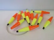 FISHING BOBBERS CIGAR FLOATS YELLOW ORANGE Plastic SNAP ON FLOAT CHOOSE SIZE