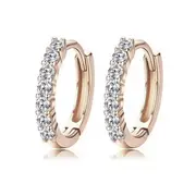 SOLID Sterling Silver & Rose Gold 12mm Sparkly Hoop Earrings - AVILIA Designs