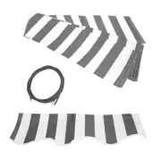 ALEKO Fabric Replacement for 10x8 ft Retractable Awning Grey White Stripes