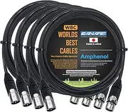 4 Units - 5 Meter - Canare L-4E6S, Star Quad Balanced Male to Female Microphone Cables with Amphenol AX3M & AX3F Silver XLR Connectors - Custom Made by WORLDS BEST CABLES