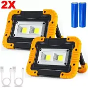 2X USB Rechargeable COB LED Work Light Lamp Floodlight Camping Emergency Torch