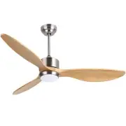 Ovlaim DC Motor 52 Inch Oak Wood Ceiling Fan with Dimmable LED Light and Remo...