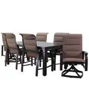 Creative Outdoor Products Courtyard Casual Madison Rust 7pc 70in Rectangle Mixed Dining Set