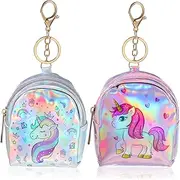 [BESTYASH] 4 Pcs Coin Purse Unicorn Backpack Keychain Ladies Clutch Purse Rainbow Favor Bags Travel Lipstick Case Key Rings Kids Purse Unicorn Keychain Mini Purse Pu Leather Thing Small Miss