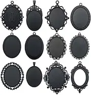 Brooch Pin Double Sided Rotate Pendant Tray with Match Glass Cabochon, Base Setting Blank Bezel Frame Cameo Metal Alloy Pendants for Jewelry Making X022