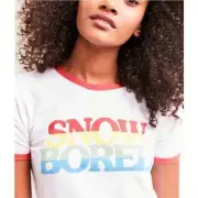 Urban Outfitters Snow Bored White Ringer Tee T-shirt XS