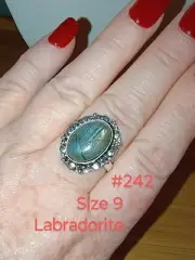 Natural Labradorite Marked 925 Size 9 Ring