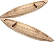 EXQUIMEUBLE 2pcs Mini Wooden Boat Models Nautical Themed Floating Decor for Fish Tanks Home Ornaments Lightweight Rustic Wood Craft for Tabletop Display