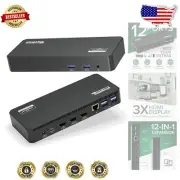 12-in-1 USB C Triple Display Dock with 100W Charging for Enhanced Productivity