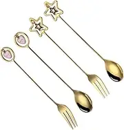Alipis 1set Heart Steel Spoons Elegant Cake Forks Dessert Scoops for Mixing Drinks for Home and Restaurant Use 4pcs