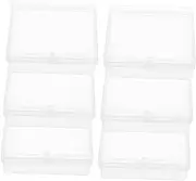 TEMPNAP 6pcs Clear Plastic Storage Containers Organizer Box for Small Items Beads Game Business Cards Crafts Accessories Material